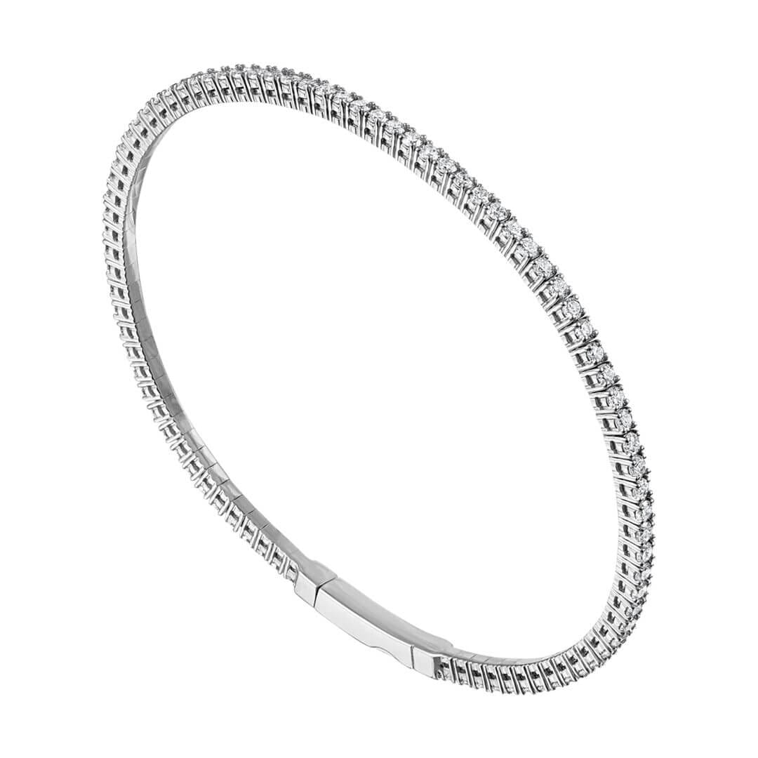 ASHI Silver Fleur De Lis Gemstone Diamond Flexi Open Cuff Bangle  85669PJSSAMSLBG - Pattons Jewelry